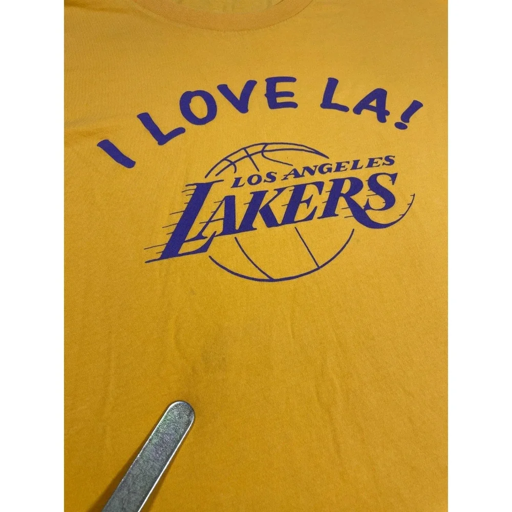 Los Angeles Lakers T Shirt Men XL Yellow I Love LA 2000 Finals NBA Vintage